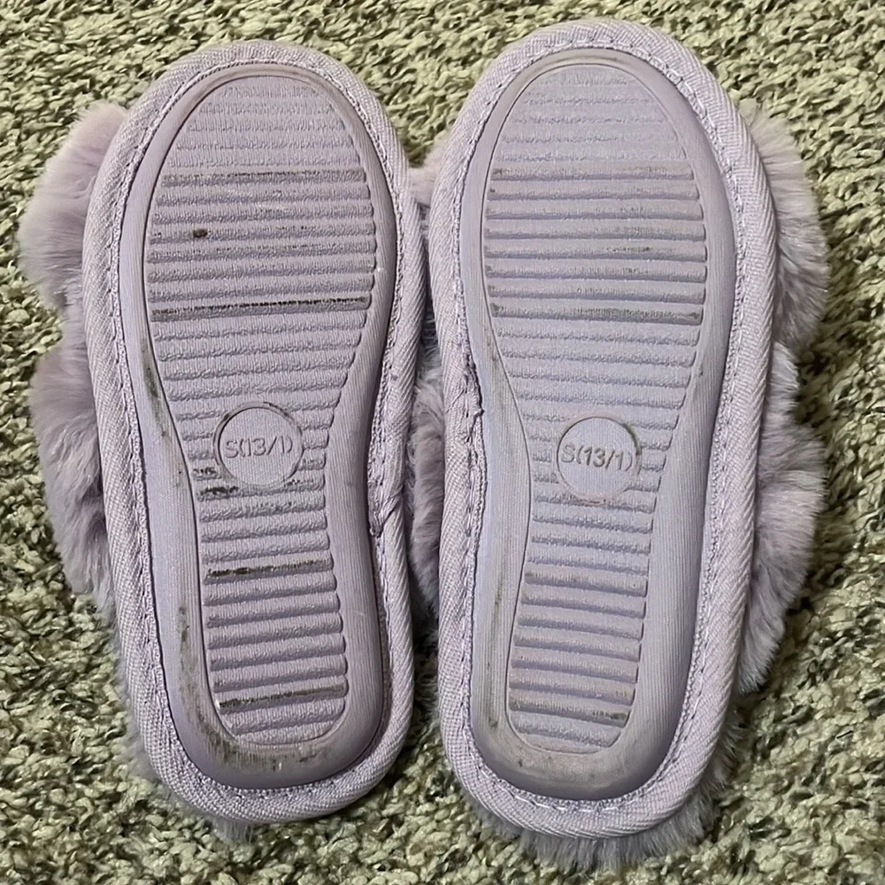 Cat and Jack Kids Faux Fur Slippers - Lavender